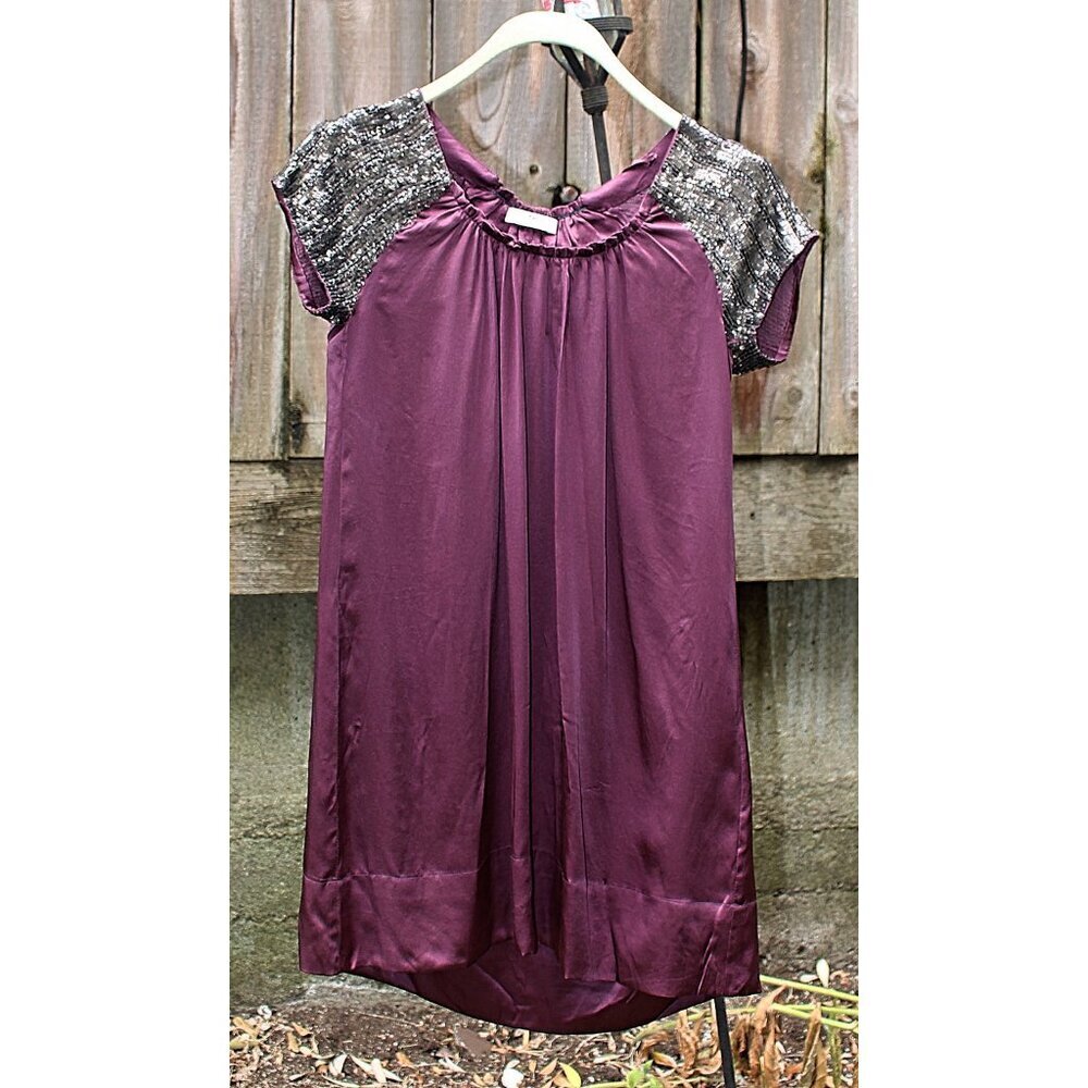 Day Birger et Mkkelsen - Silk Charmeuse Babydoll Dress with Sequin Sleeves, S M